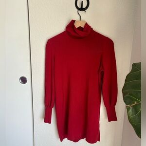 Red sweater dress from Aritzia